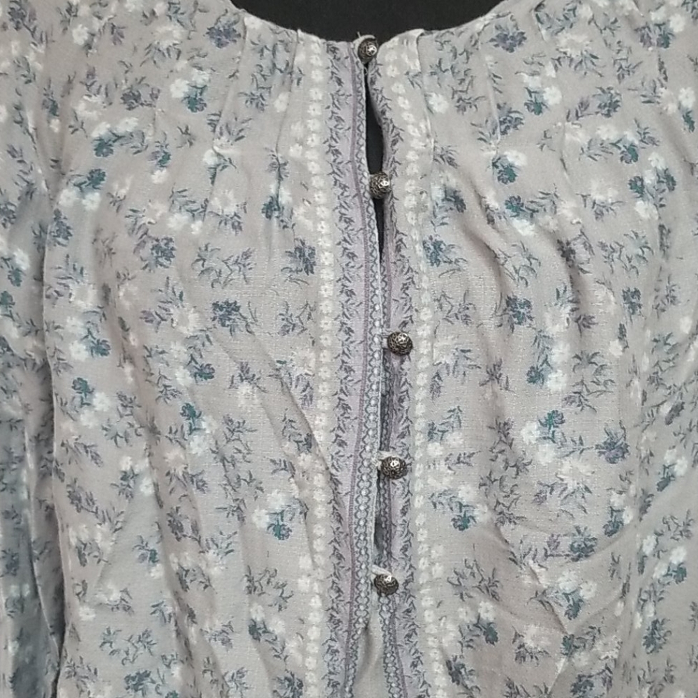 ❤Lucky Brand Women's Medium Gray and White Blouse - Picture 4 of 6